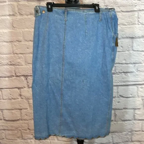 Vintage Baccini denim blanket stitch wrap skirt - Picture 3 of 8